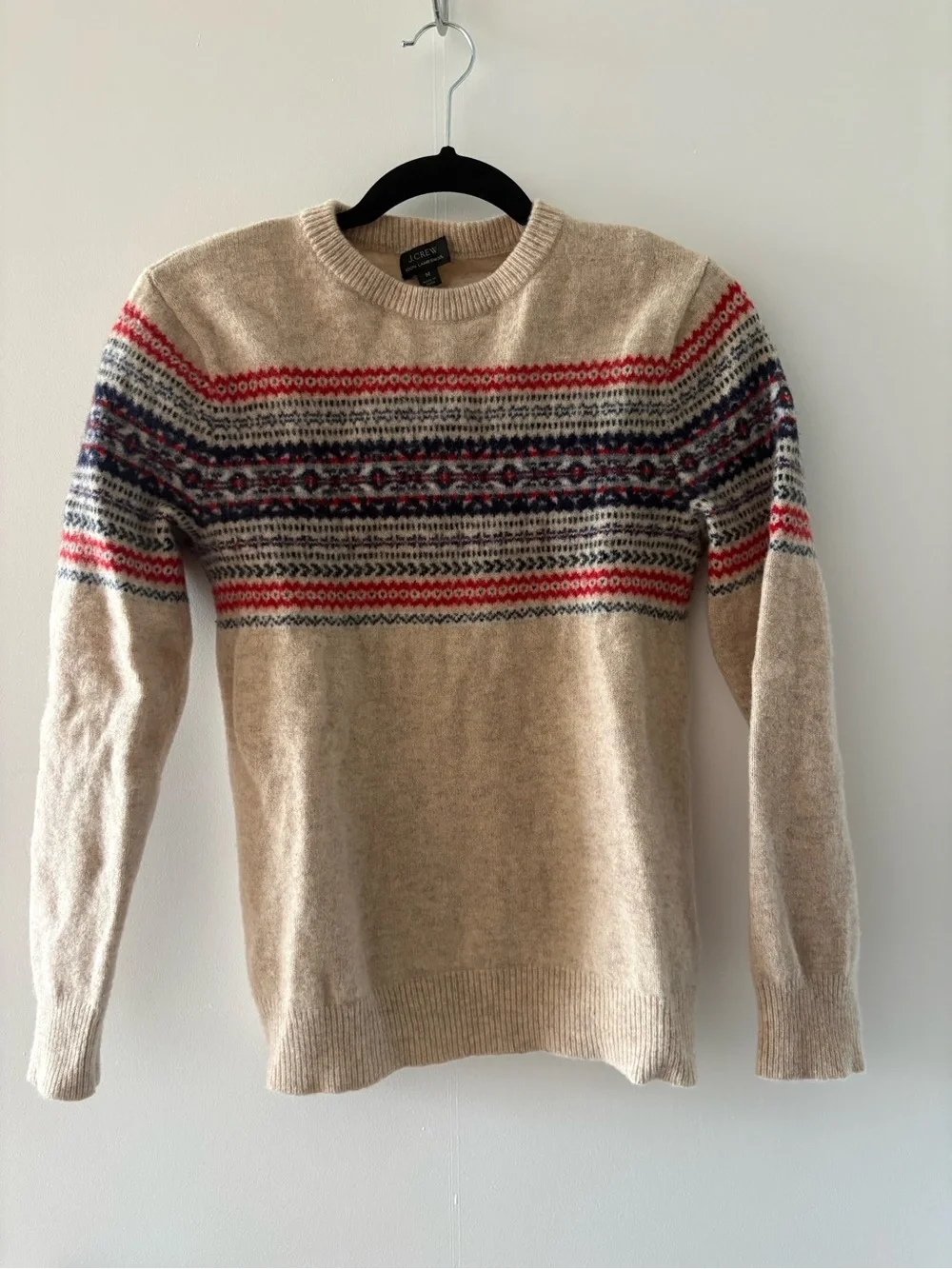 J. Crew Beige Fair Isle Wool Sweater